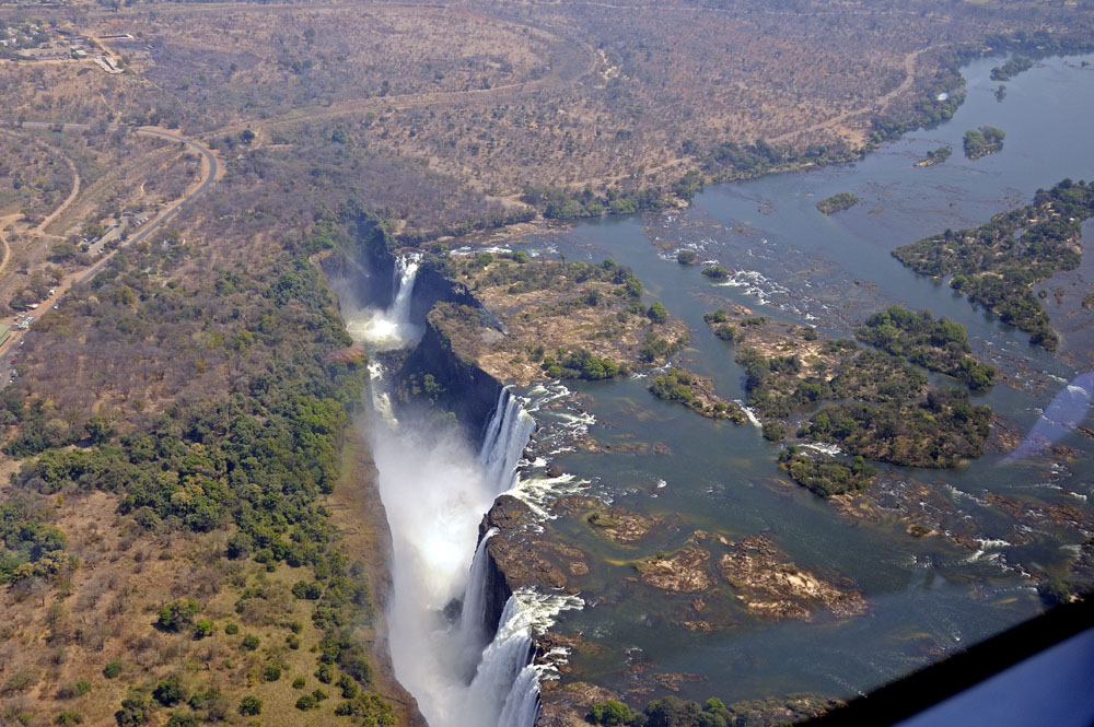 Victoria Falls from helicopter