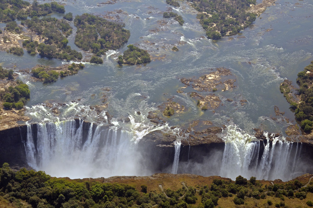Victoria Falls from helicopter