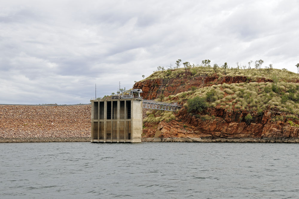 Ord River Dam viewed from Lake Argyle