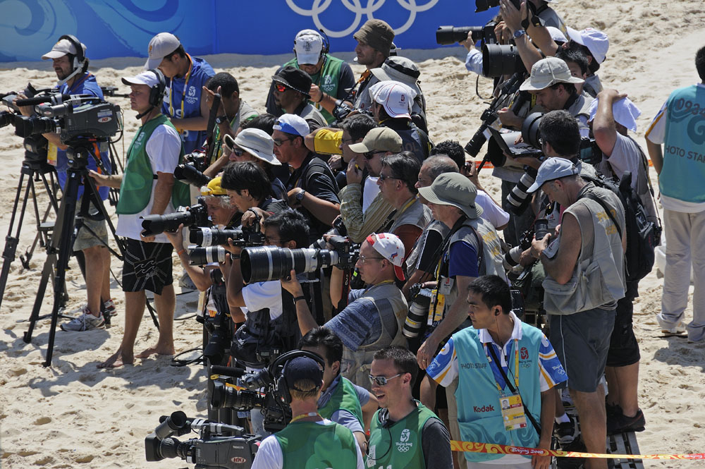 Photographers in place for medal ceremony