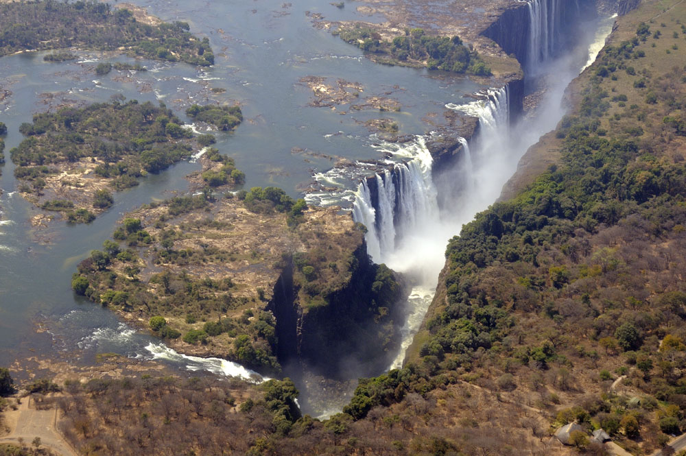 Victoria Falls from helicopter
