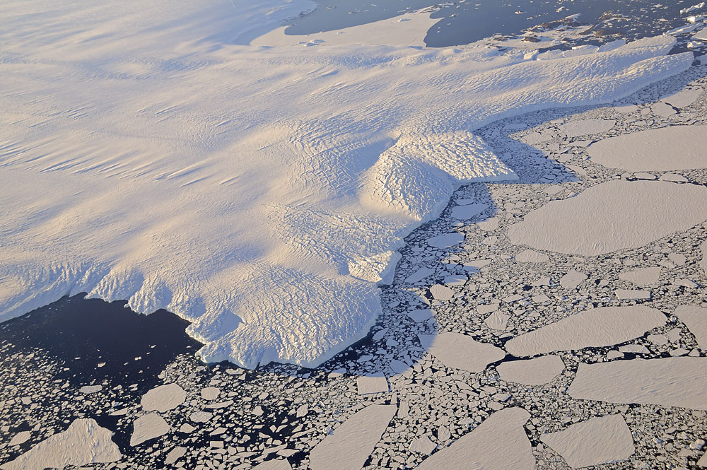 Glacier near Dumont d'Urville (station in upper right)