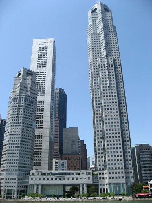 Raffles Place, from across the Singapore River