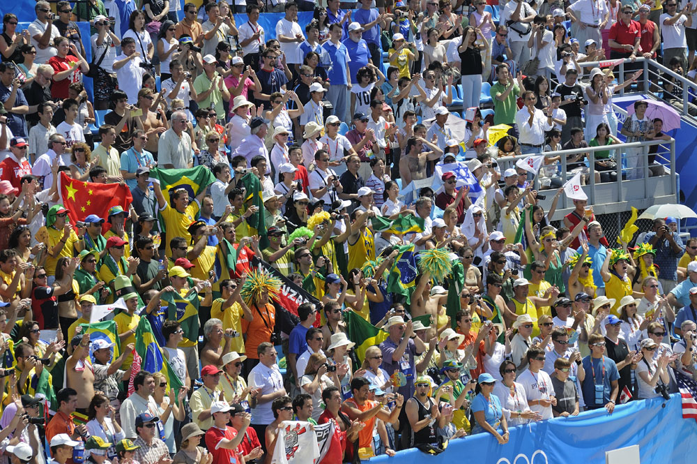 Spectators at men's beach volleyball finals