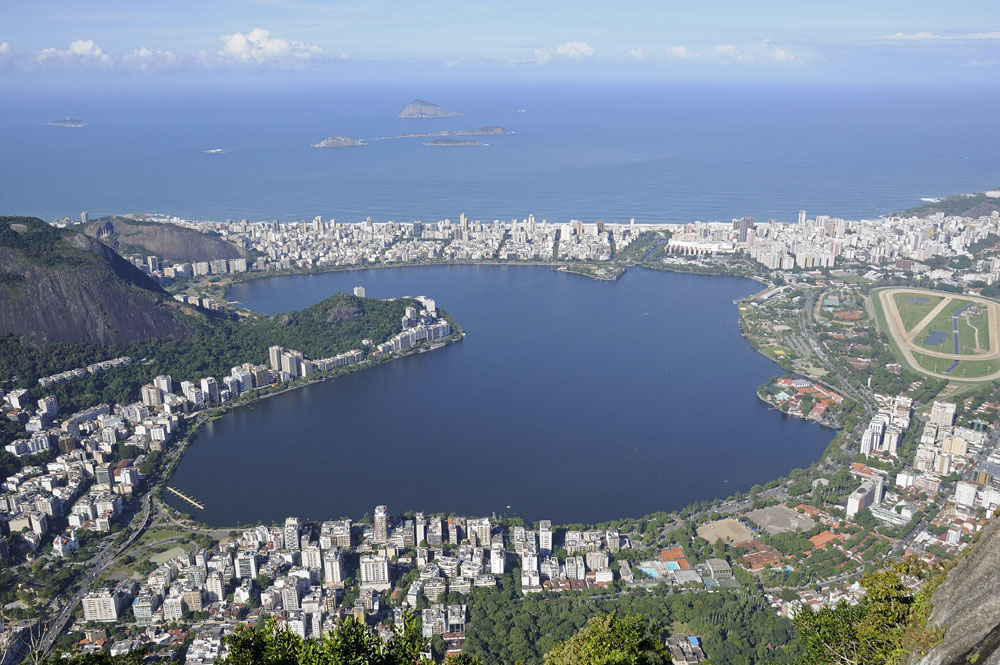 View from Corcovado of Ipanema, Leblon, and the lagoon