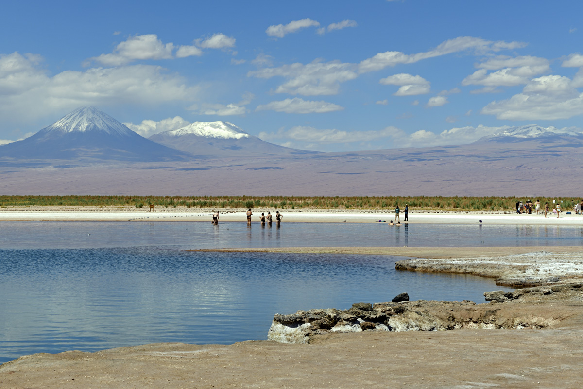 Bathing in salt water in Laguna Cejar (elevation 8000 ft)