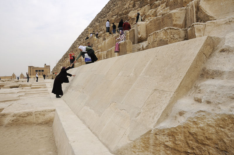 The side of the Great Pyramid on the Giza Plateau