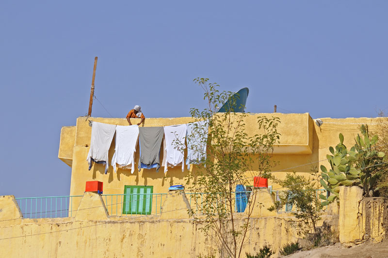 House with laundry and satellite dish near Aswan