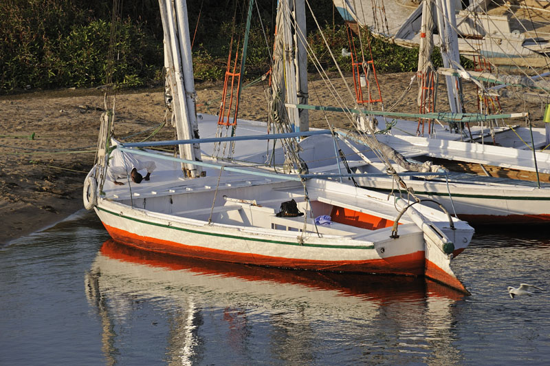 Man praying on faluka on the Nile