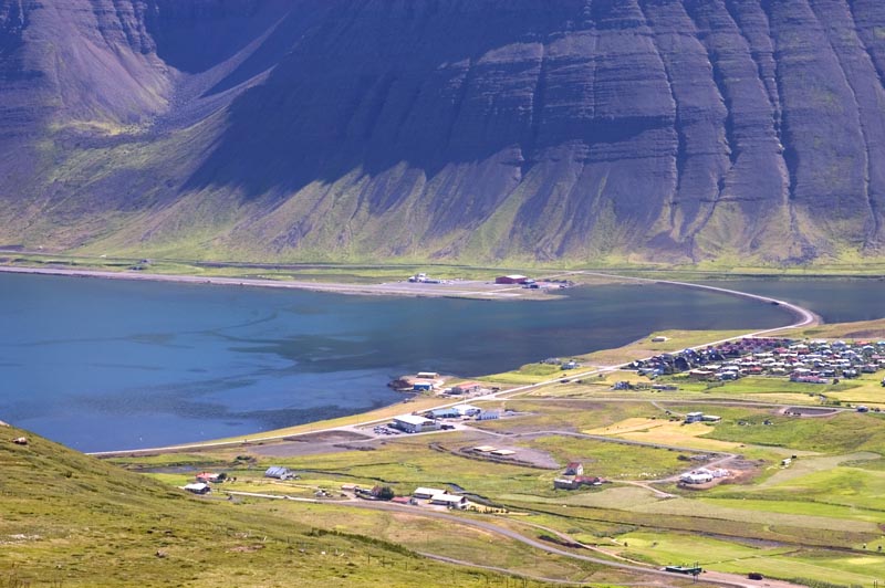 Ísafjördur Airport on far side of fjord