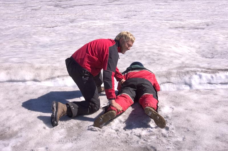 Looking down crevasse in Vatnajökull  Glacier
