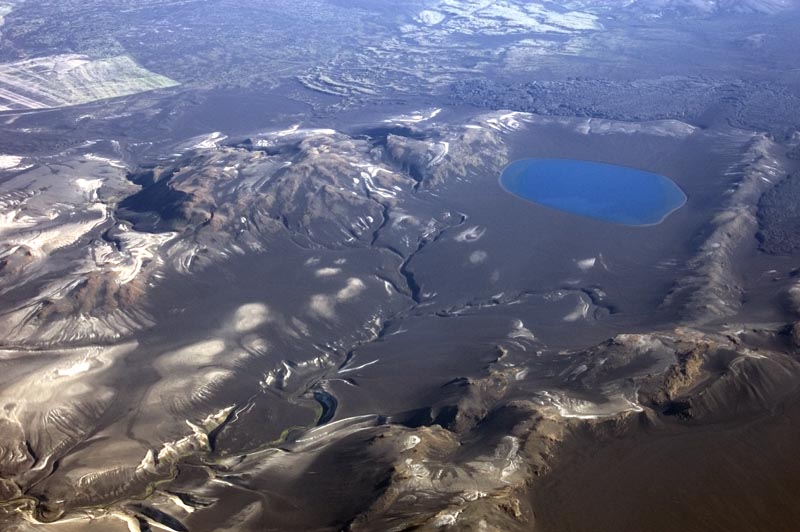 Central Iceland, from the air, fresh volcanic area
