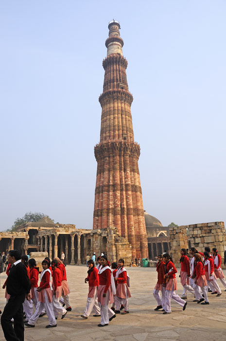 Qutub Minar, 13th century tower, in Mehrauli Archaeological Park