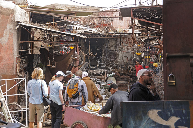 Metalworks in an alley of Marrakech