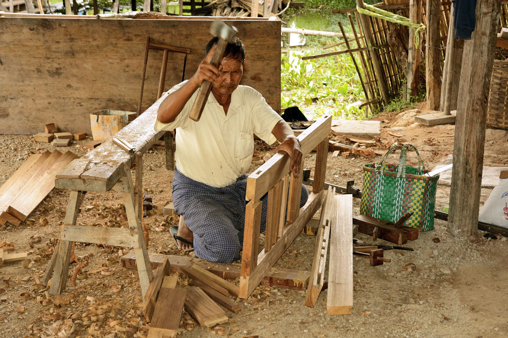 Craftsman building a boat