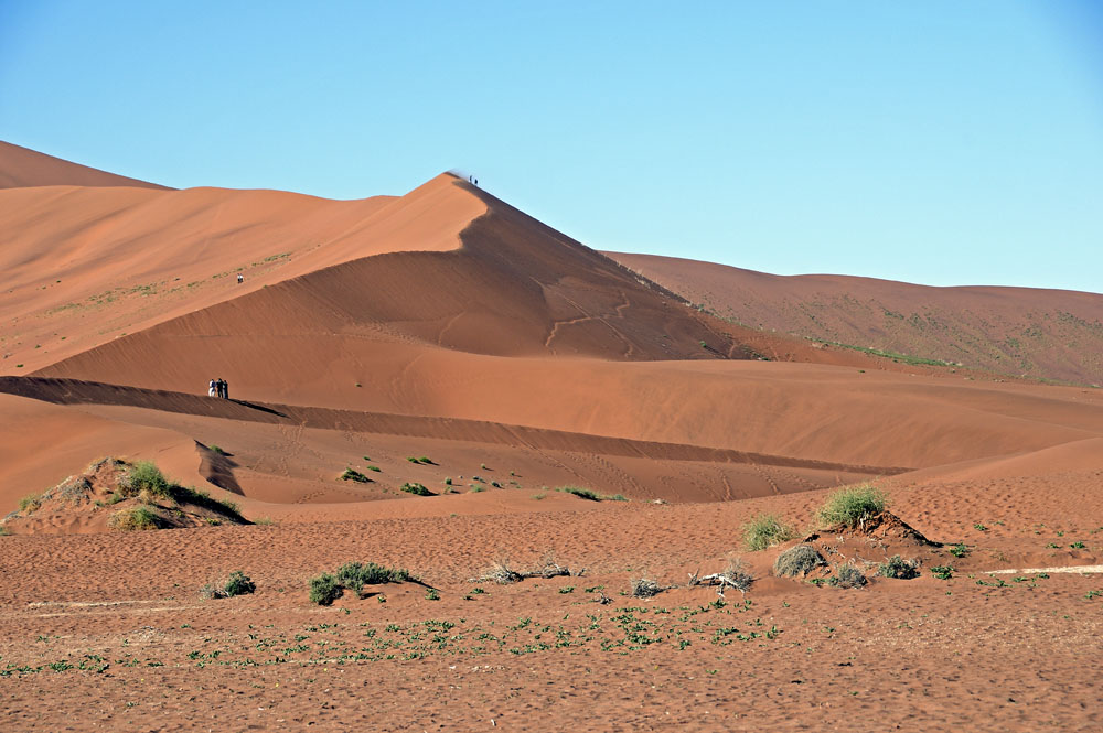 Climbers on sand dunes