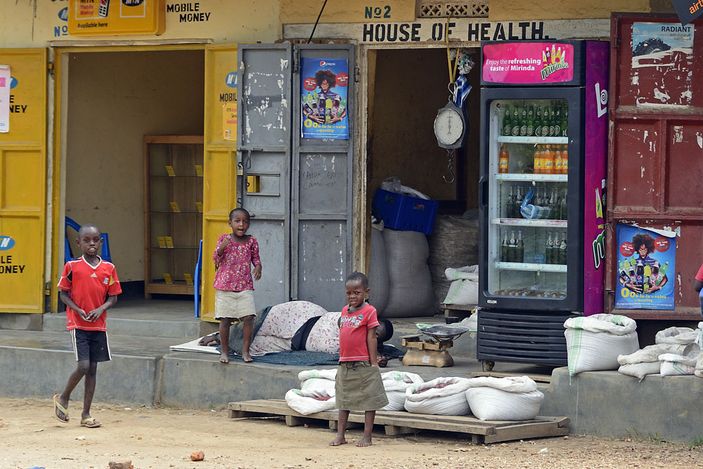 Children outside a store