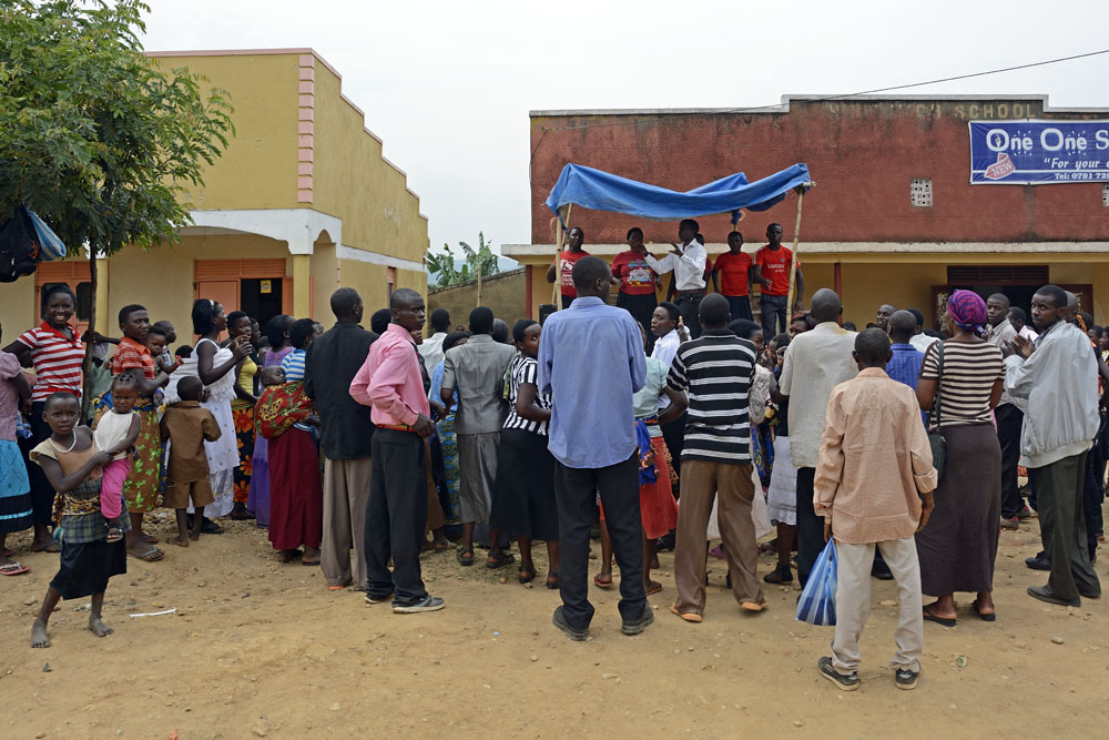 Revival meeting on the street