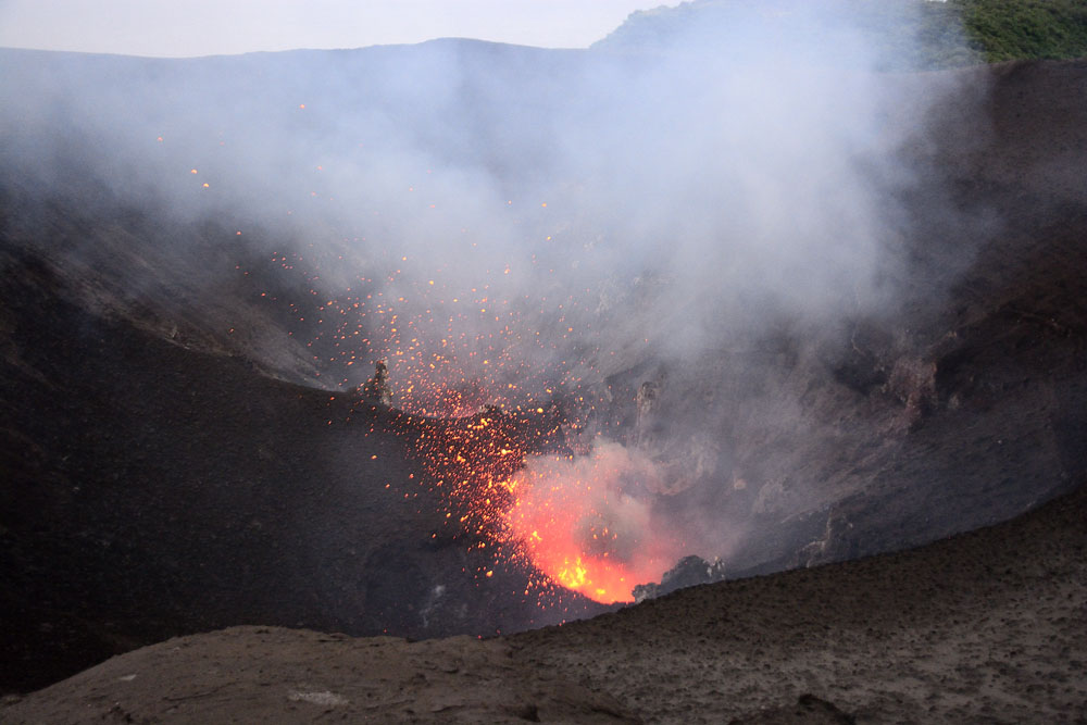 The closer vent erupting