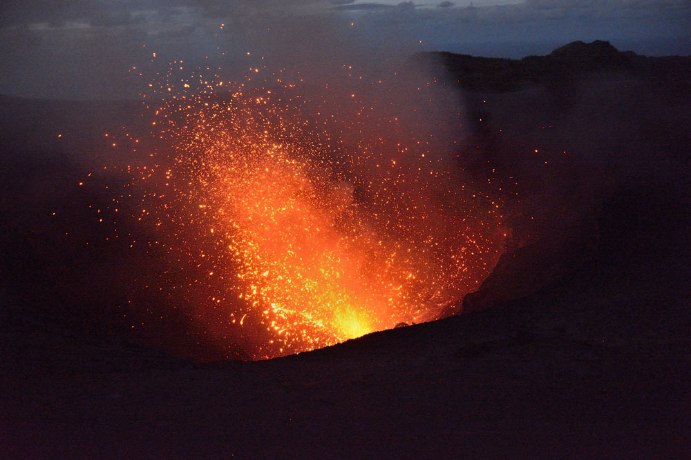 Third image, by this time molten bits of rocks being sprayed about